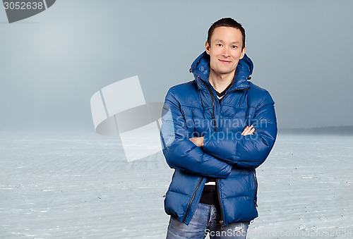 Image of Asian Man in Down Padded Coat