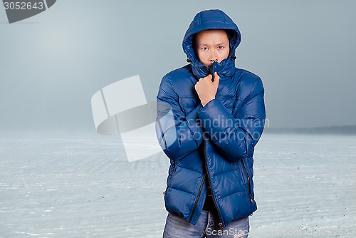 Image of Asian Man in Down Padded Coat