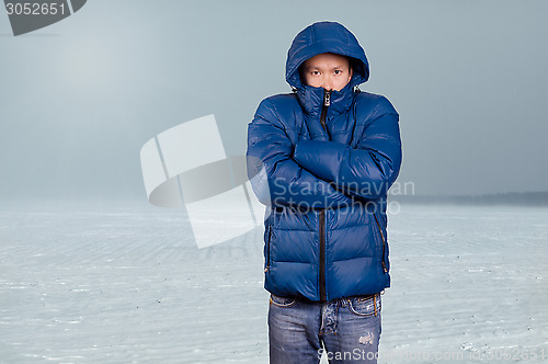 Image of Asian Man in Down Padded Coat