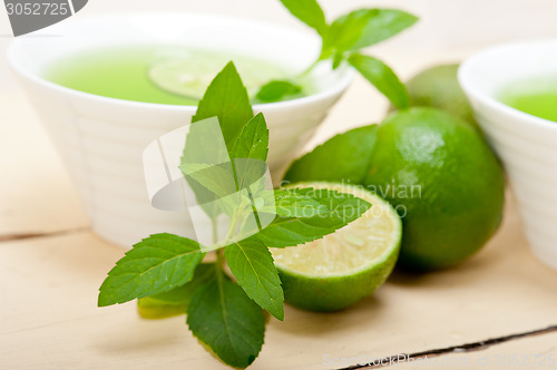 Image of mint infusion tea tisane with lime