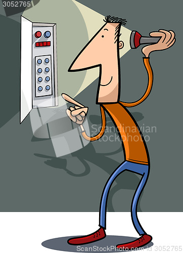 Image of man fix electricity cartoon illustration