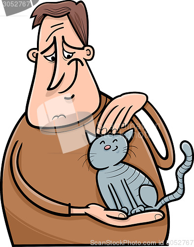 Image of man and cat cartoon illustration