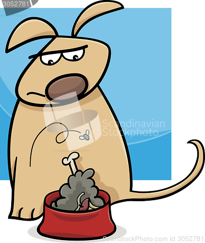 Image of dog and nasty food cartoon