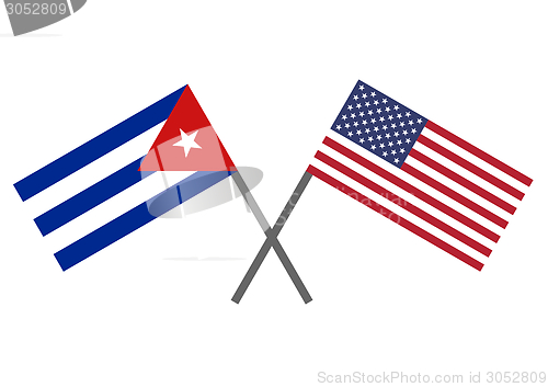 Image of Flag of Cuba and USA