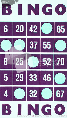 Image of Purple bingo card isolated