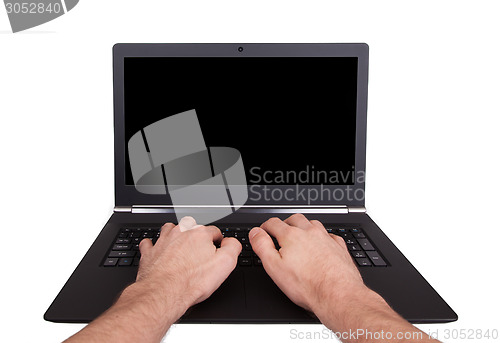 Image of Hand on laptop