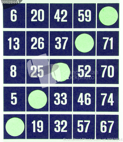 Image of Blue bingo card isolated