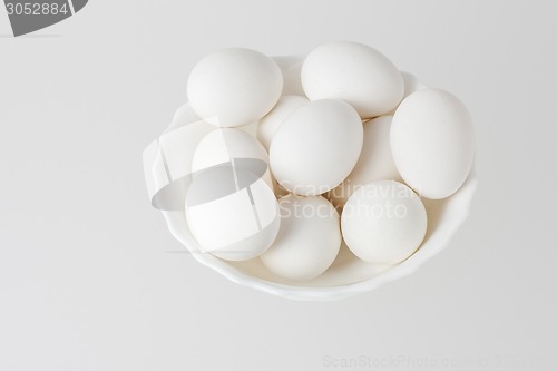 Image of White eggs on white background