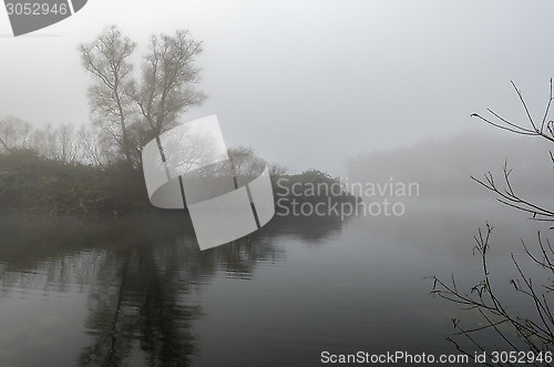 Image of Refection on Misty River Elbe