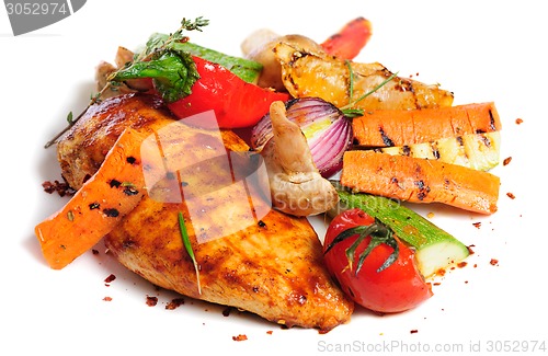 Image of grilled chicken fillet and vegetables