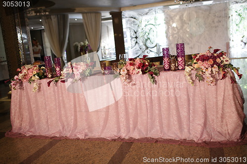 Image of Wedding served decorated tables