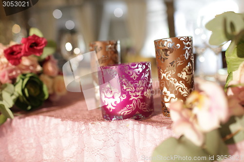 Image of Wedding served decorated tables