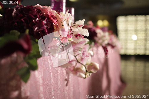 Image of Wedding served decorated tables