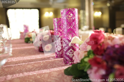 Image of Wedding served decorated tables