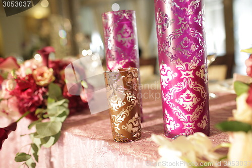 Image of Wedding served decorated tables