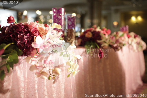 Image of Wedding served decorated tables