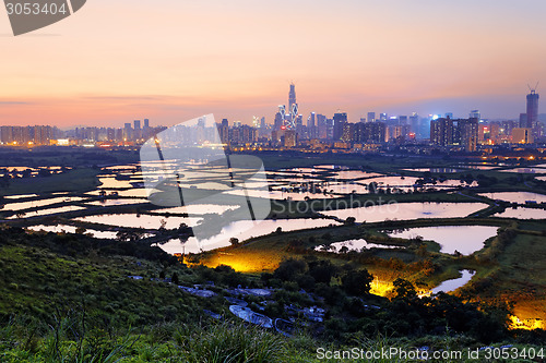 Image of hong kong countryside sunset