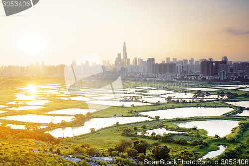 Image of hong kong countryside sunset