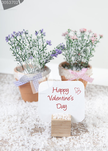 Image of happy valentines day with flowers