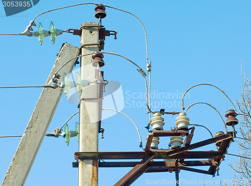 Image of Electrical post with wires
