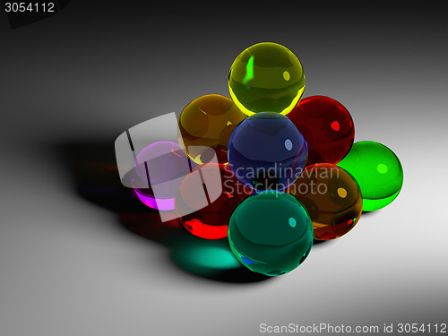 Image of colorful glass ball pyramide