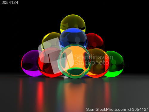 Image of colorful glass ball pyramide