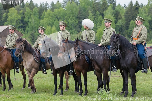 Image of Cavalry soldiers in row