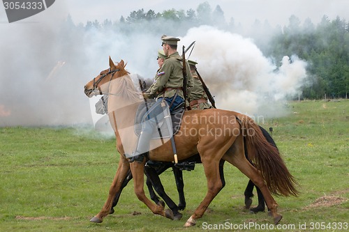 Image of Cavalry soldiers ride
