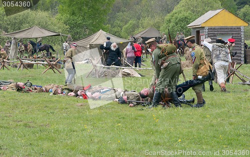 Image of Dead soldiers in row