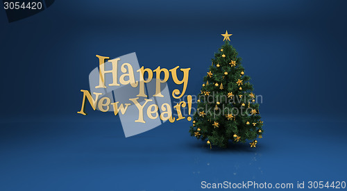 Image of Christmas tree on blue background
