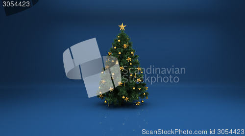 Image of Christmas tree on blue background