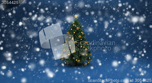 Image of Christmas tree and snow