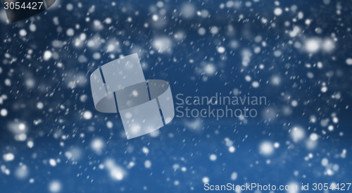 Image of Winter blue background and snow