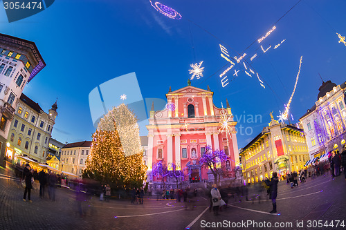Image of Preseren's square, Ljubljana, Slovenia, Europe. 