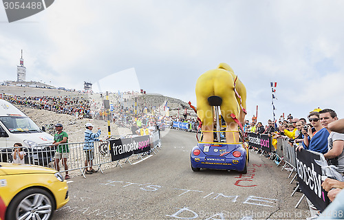 Image of LCL Cyclist Mascot on Mont Ventoux - Tour de France 2013