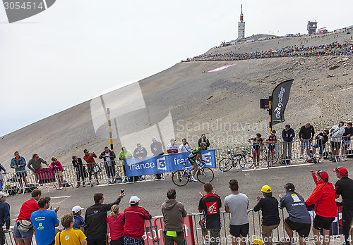 Image of The Cyclist Thomas Voeckler Climbing Mont Ventoux