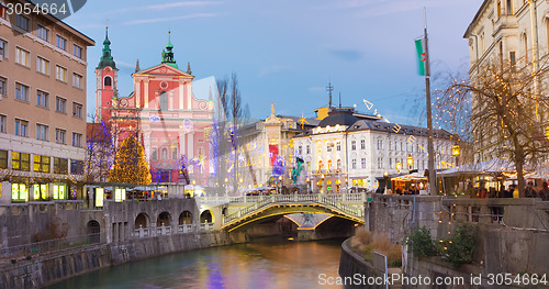 Image of Preseren's square, Ljubljana, Slovenia, Europe. 