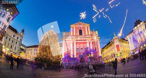 Image of Preseren's square, Ljubljana, Slovenia, Europe. 