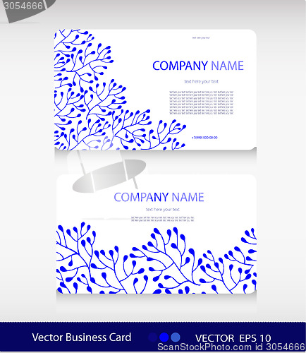 Image of Set of two abstract cards with Blue floral background