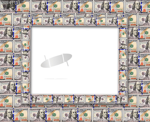 Image of Frame from the dollars isolated on the white