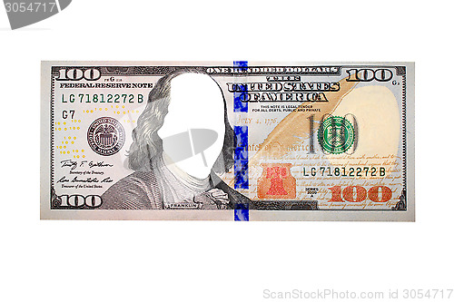 Image of hundred dollar bank note without face