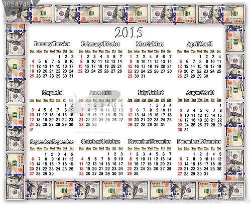 Image of Frame from the dollars and calendar for 2015 year