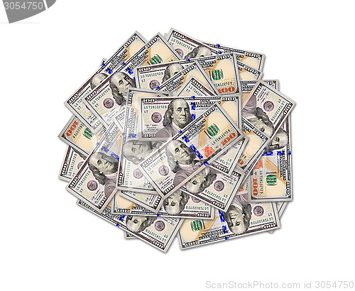 Image of big heap of American dollars isolated