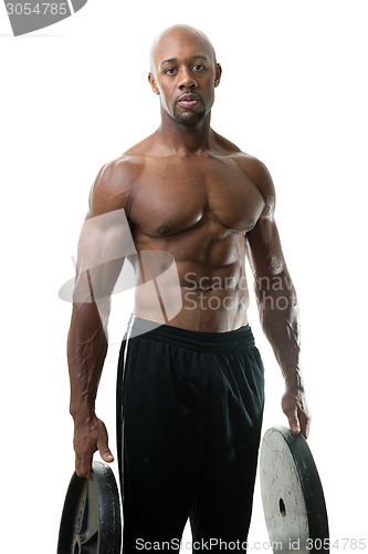 Image of Weight Lifter Holding Plates