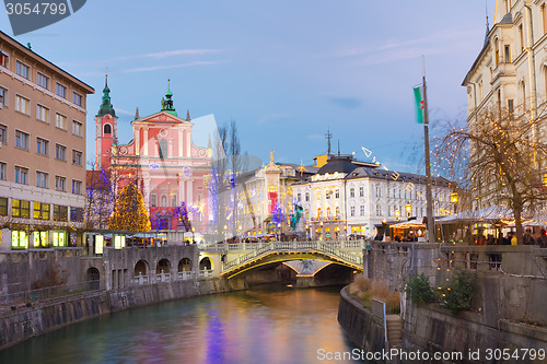 Image of Preseren's square, Ljubljana, Slovenia, Europe. 