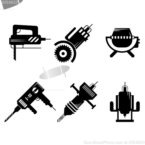 Image of Black icons vector collection of construction equipment