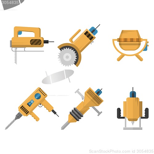 Image of Colored icons vector collection of construction equipment