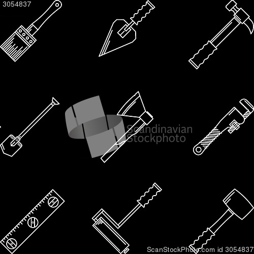 Image of White contour vector icons for hand tools