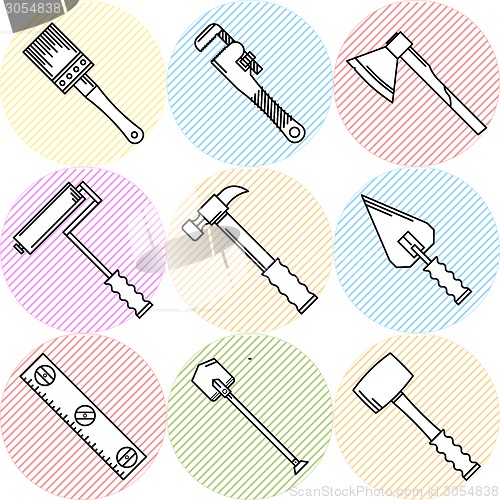 Image of Stylish vector icons for woodwork tools