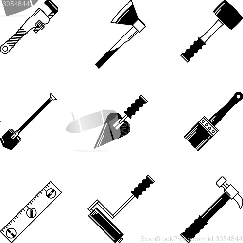 Image of Black vector icons for woodwork tools